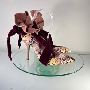 Dahlia Selva Frills for all Pumps Floral Straps Suede heel